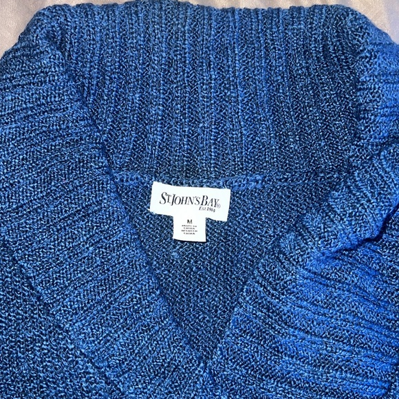 Vintage St Johns Bay Women Blue Long Sleeve Pullover Shawl Collar Size M Sweater - Picture 2 of 4